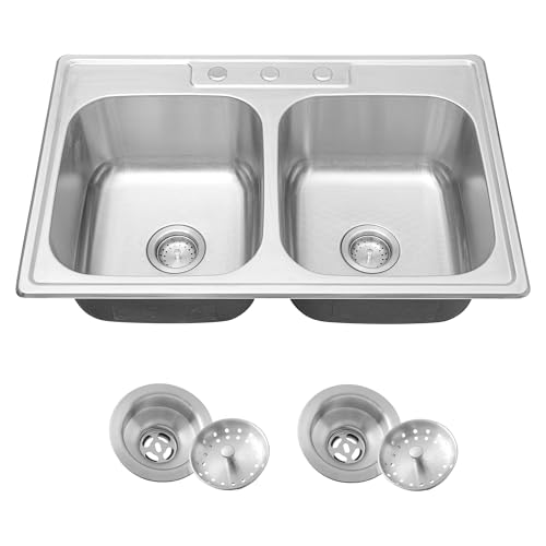 33 X 22 Drop in Kitchen Sink Double Bowl