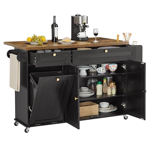 60 in Kitchen Island with Power Outlets and Spacious Storage Solutions