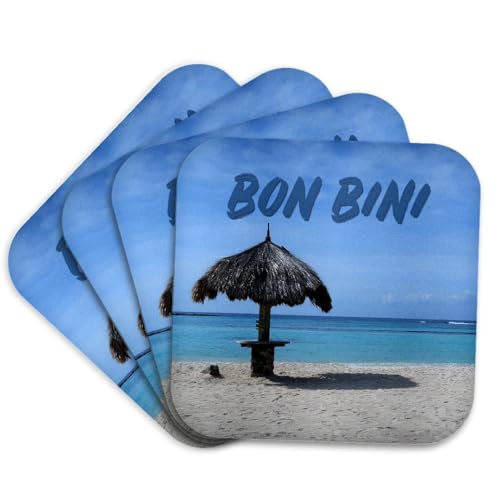Bini’S Kitchen Llc Stylish Coasters Featuring Aruba’s Baby Beach Umbrella Design