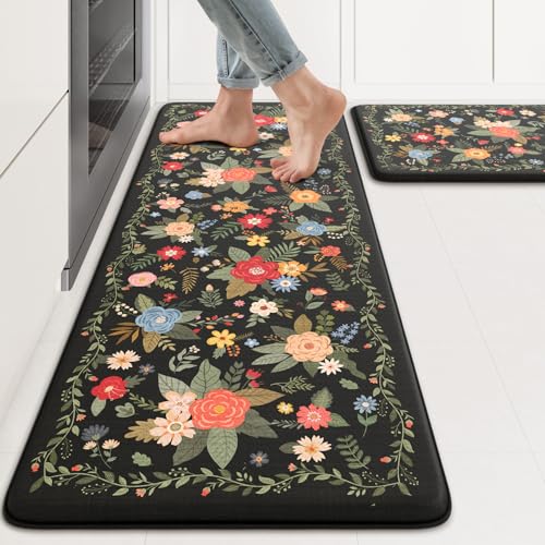 Black Background And Floral Kitchen Rugs Amazon: Stylish Comfort For Every Home