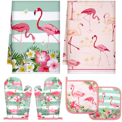 Black Flamingo Brews & Kitchen: Stylish Flamingo Towels and Oven Mitts Set