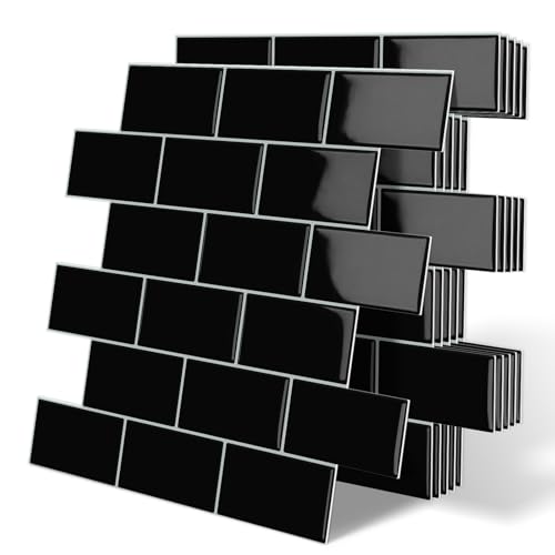 Black Tile Backsplash Kitchen
