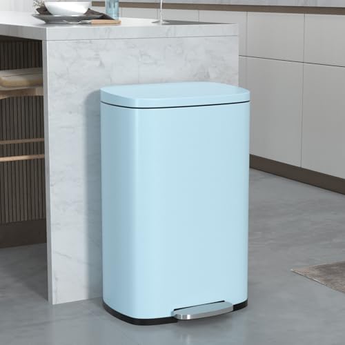 Blue 13 Gallon Kitchen Plastic Garbage Can With Lid