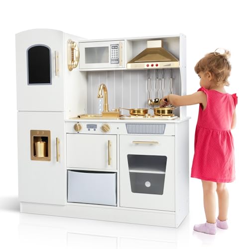 Childrens Kitchen With Running Water: Interactive Wooden Playset for Toddlers