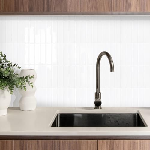Contemporary White Kitchen Backsplash