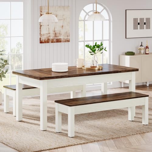 Farmhouse Kitchen Table With Bench: Perfect Rustic Dining Set for Small Spaces