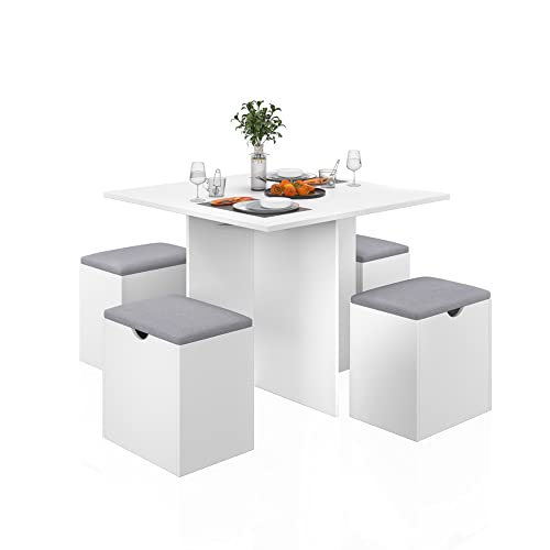 Grey And White Modern Kitchen Essentials: Stylish Space-Saving Dining Sets