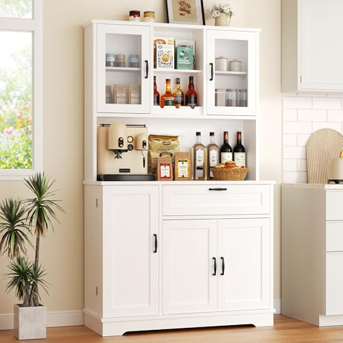Kitchen Hutch Storage Cabinet: Stylish Farmhouse Pantry Solutions with Microwave Stand