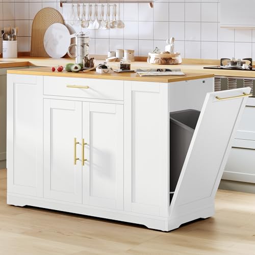 Kitchen Island With Garbage Bin: Ultimate Space-Saving Mobile Storage Solution