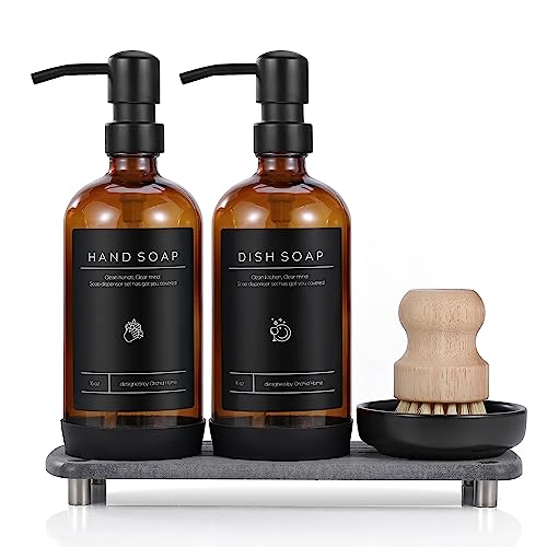 Kitchen Soap Dispenser Set With Tray: Stylish Organization and Easy Cleaning