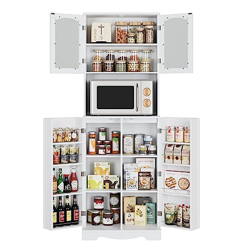 Narrow Hutch for Kitchen: Space-Saving Pantry Cabinets with Microwave Stand