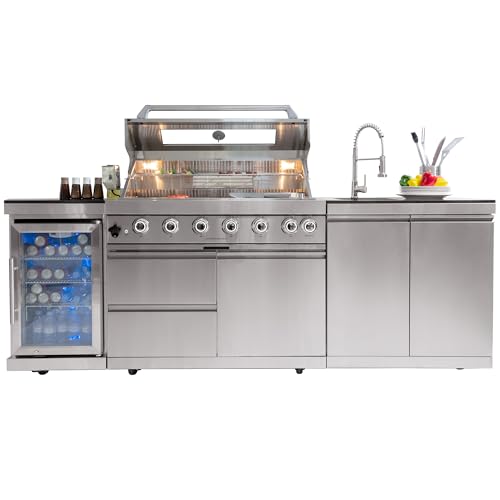 Outdoor Kitchen Grill Island: Ultimate Stainless Steel BBQ with Wine Cooler