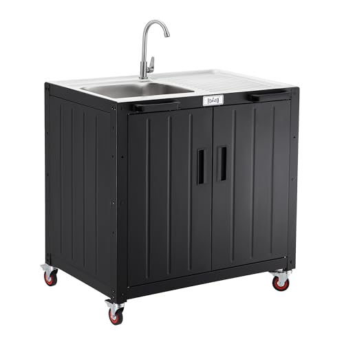 Outdoor Kitchen Sink Station: Ultimate Freestanding Grill Cart with Storage