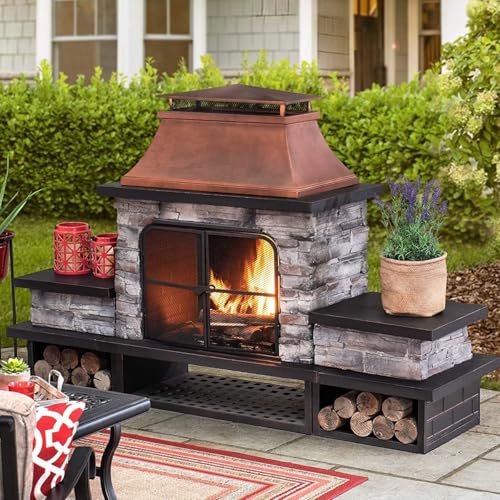 Outdoor Kitchen With Fireplace