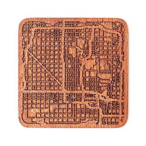 Phoenix Kitchen Temple City Sapele Wooden Coaster: Handmade Map Design Delight