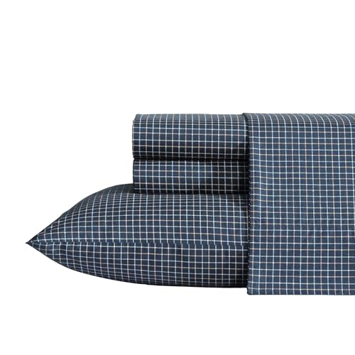Reece Bath And Kitchen Nautica Reece Plaid Navy Cotton Percale Sheets