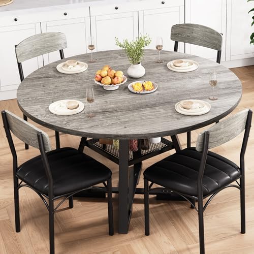 Round Kitchen Table And Chairs for 4: Stylish Space-Saving Dining Sets