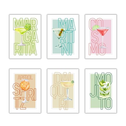 Selda Mediterranean Kitchen & Bar Photos: Stunning Modern Cocktail Wall Art Set