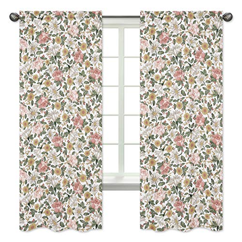 Shabby Chic Yellow Rose Floral Kitchen Curtains for Cozy Farmhouse Style