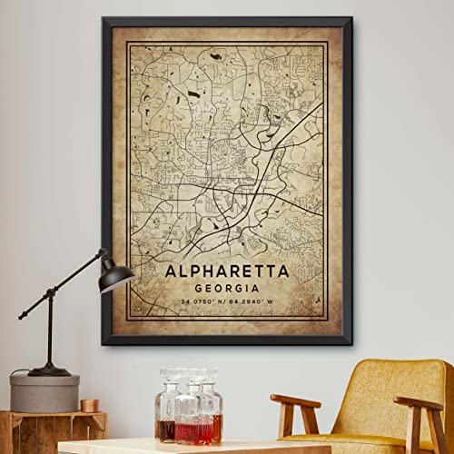 South Main Kitchen Alpharetta Georgia Vintage Map for Unique Home Decor