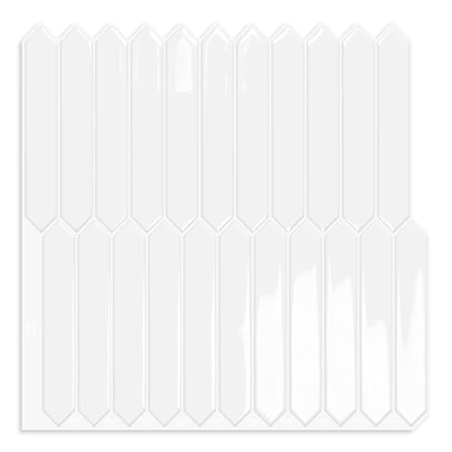 White Embossed Hexagon Backsplash Tile Kitchen: Stylish Peel and Stick Solution