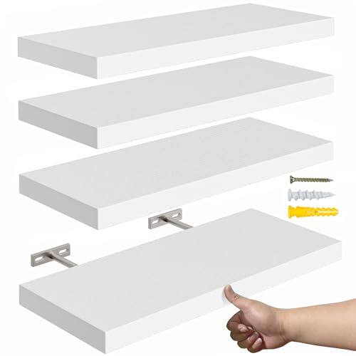 White Floating Kitchen Shelves
