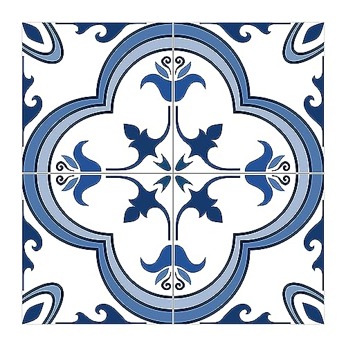 White Kitchen Blue Backsplash