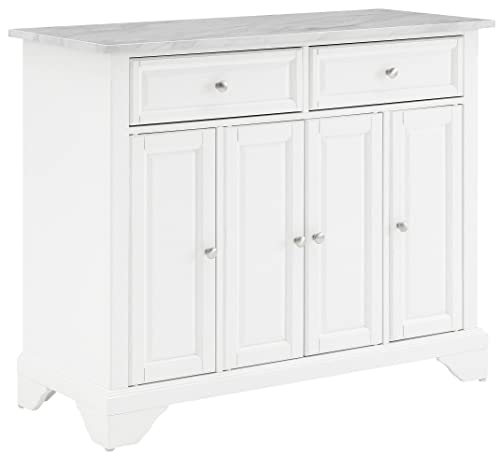 White Kitchen Island With White Granite Top