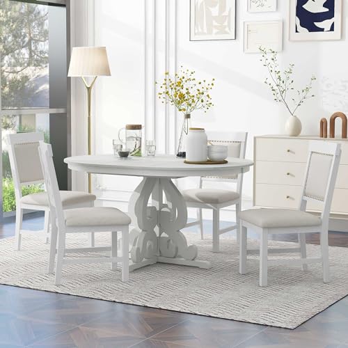 White Round Kitchen Table Set: Stylish, Space-Saving Dining Solutions