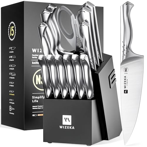 Wizeka Kitchen Knife Set: Ultimate 15-Piece Razor Sharp Chef Knives